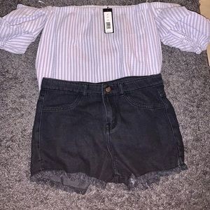 Off the shoulder purple striped blouse NWT SOLD
